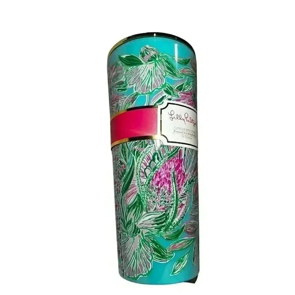 LILLY PULITZER Double Wall TUMBLER / 24oz “COMING IN HOT” Brand New With Straw - Picture 5 of 5